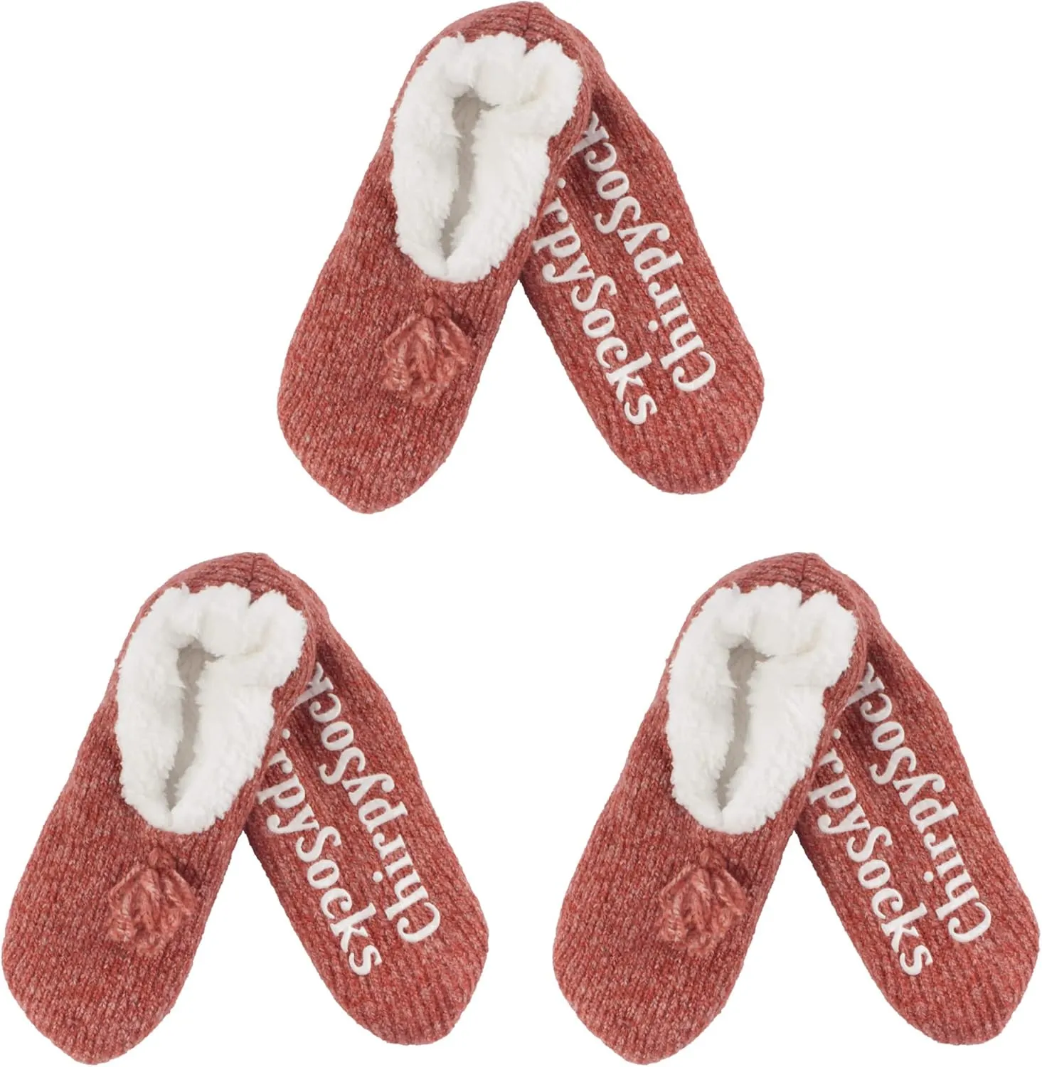 BambooMN Adult Women Super Soft Warm Cozy Fancy Yarn Slippers Non-Slip Lined Socks, Indoor Comfy House Slippers, 3 Pairs