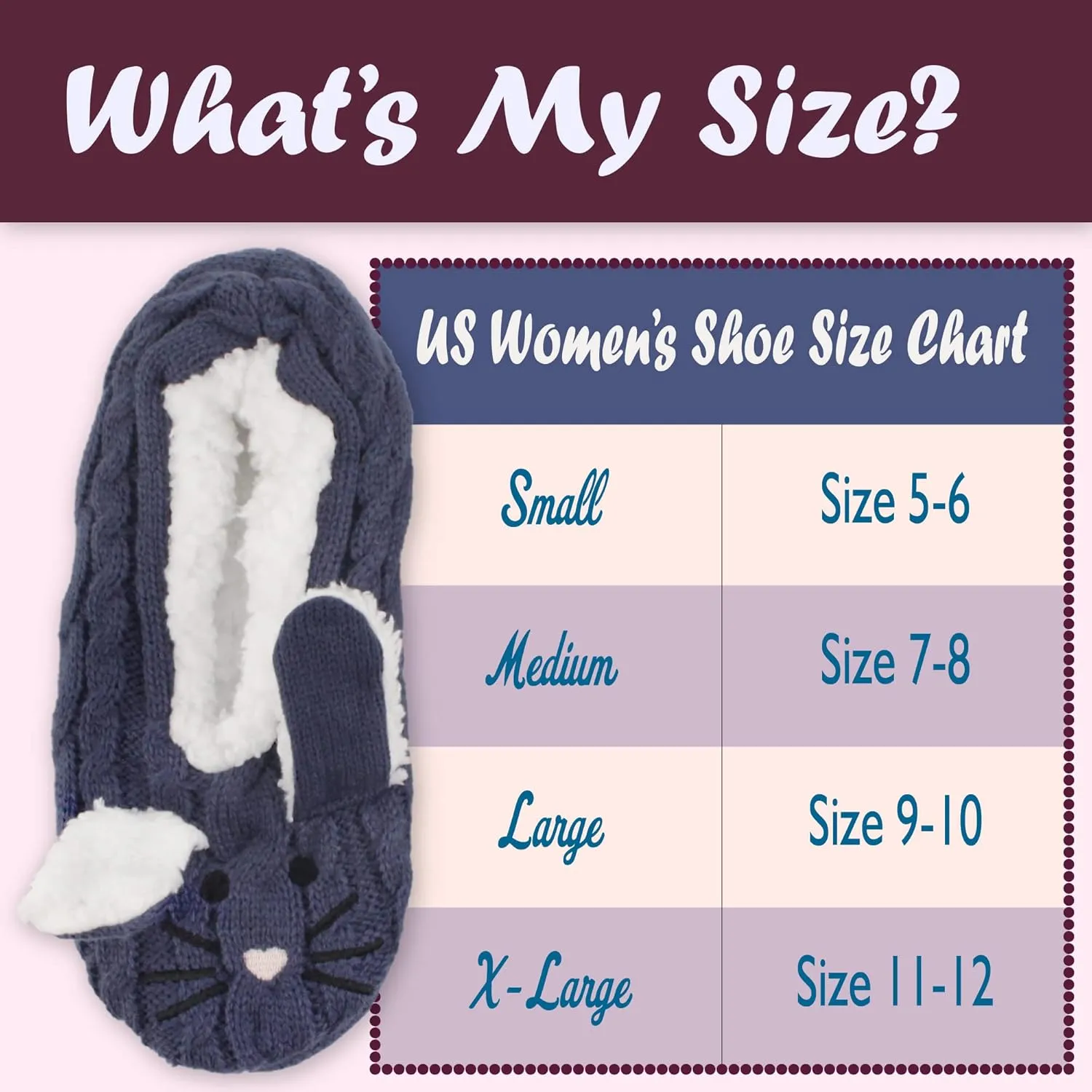 BambooMN Adult Women Super Soft Warm Cozy Fancy Yarn Slippers Non-Slip Lined Socks, Indoor Comfy House Slippers, 3 Pairs