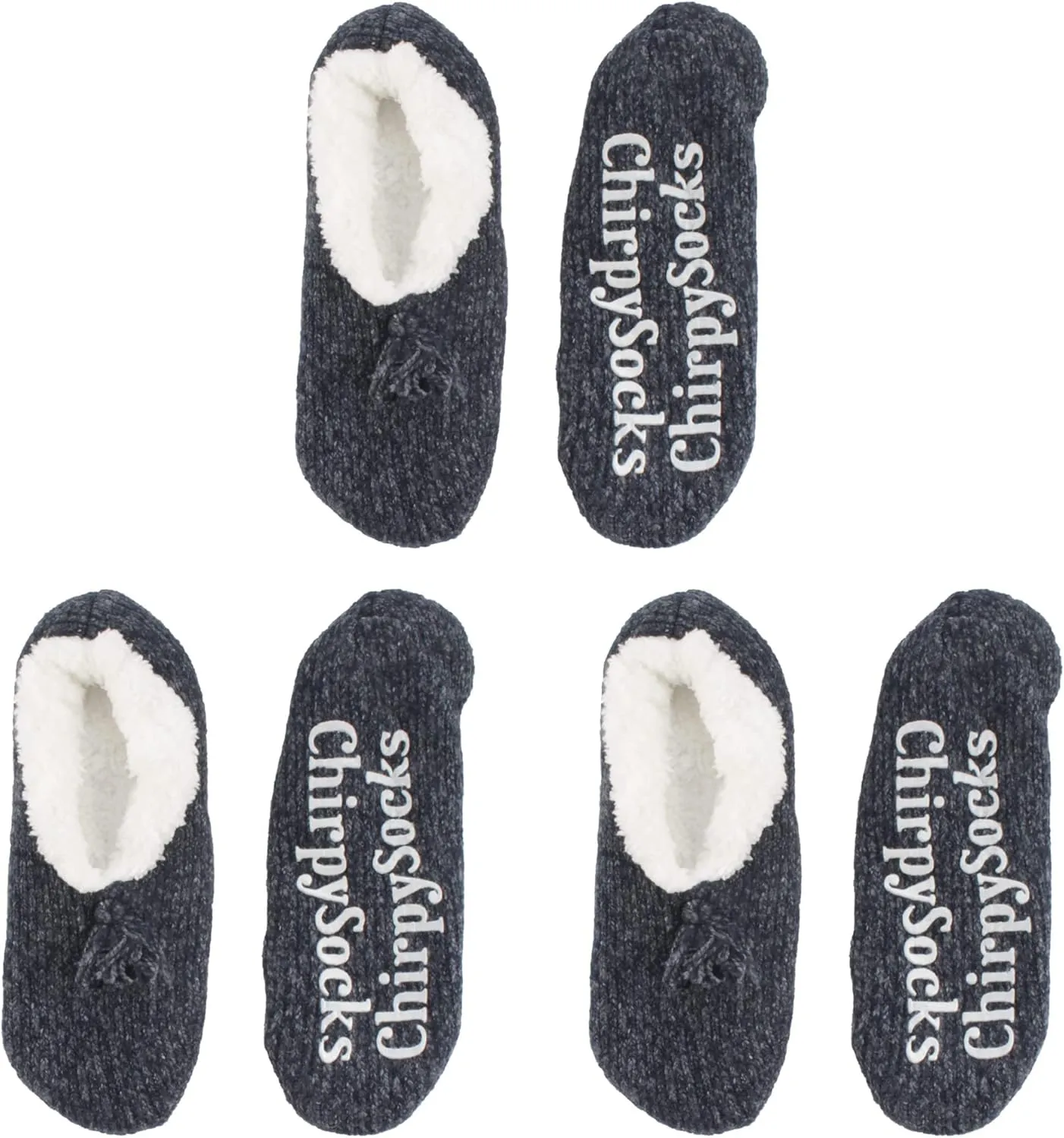 BambooMN Adult Women Super Soft Warm Cozy Fancy Yarn Slippers Non-Slip Lined Socks, Indoor Comfy House Slippers, 3 Pairs