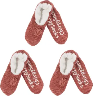 BambooMN Adult Women Super Soft Warm Cozy Fancy Yarn Slippers Non-Slip Lined Socks, Indoor Comfy House Slippers, 3 Pairs