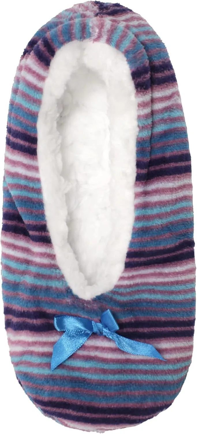 BambooMN Adult Women's Super Soft Warm Cozy Fuzzy Furry Slippers Non-Slip Lined Socks