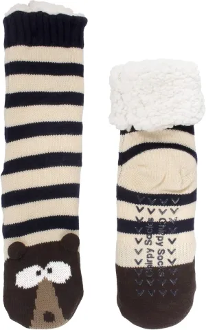 BambooMN Extra Thick Cozy Fuzzy Animal Thermal Cabin Plush Fleece-lined Knitted Crew Socks