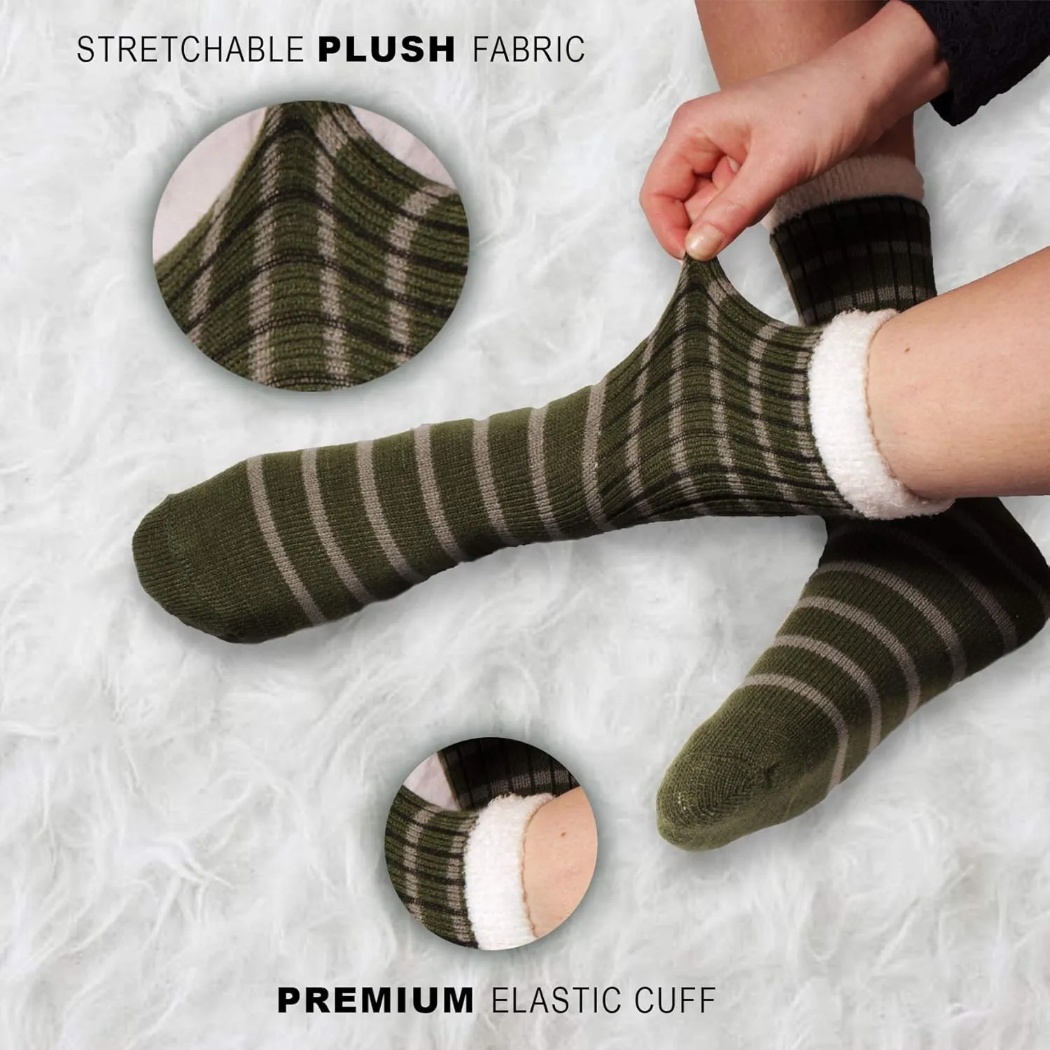 BambooMN Men's Cabin Double Layer Thick Soft Warm Fuzzy Comfy Home Socks, 3 Pairs