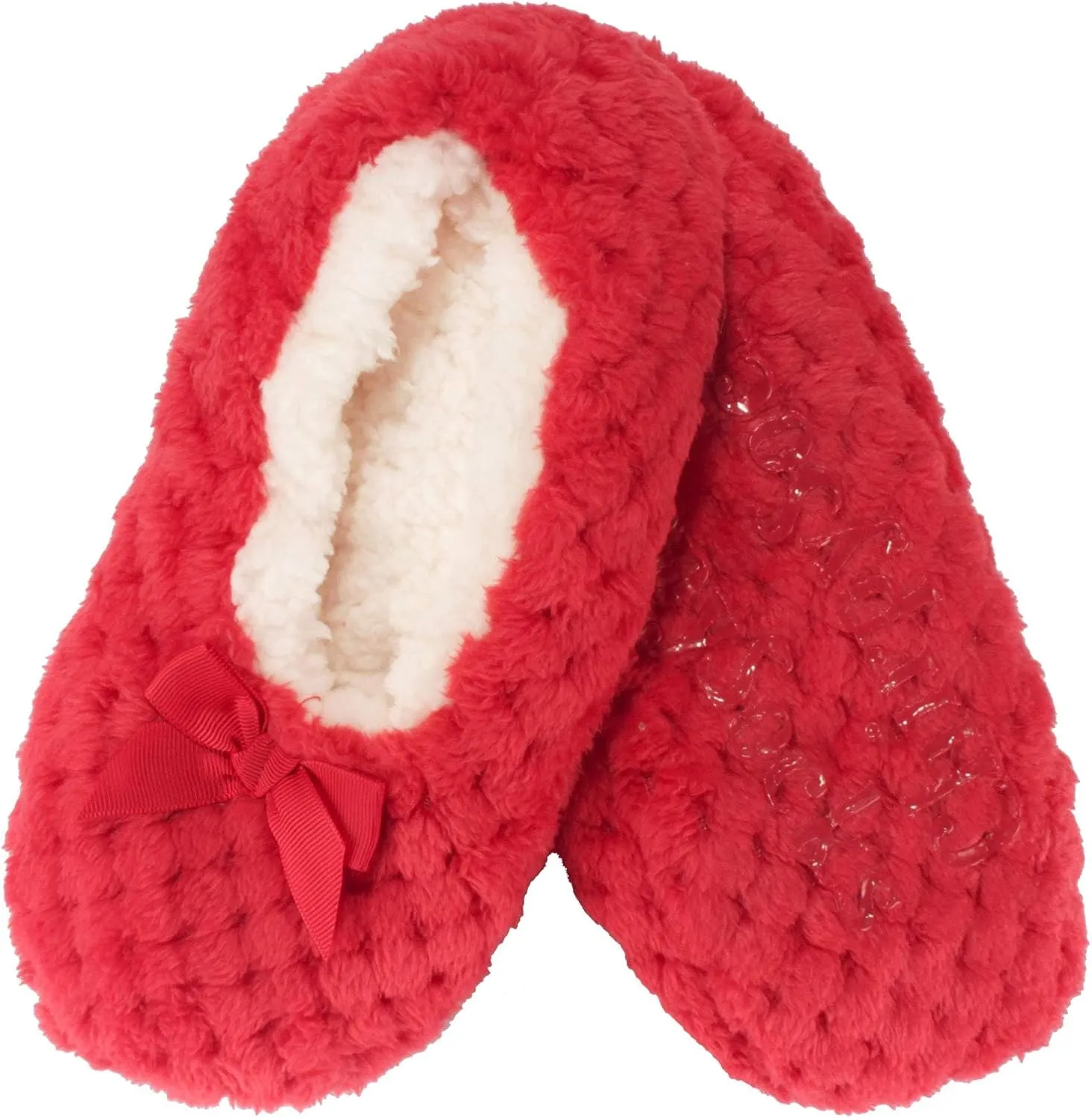 BambooMN Soft Touch Warm Cozy Fuzzy Non-Slip Lined Slip-On Slippers Socks for Adult Women, Indoor Travel House Slippers, 3 Pairs