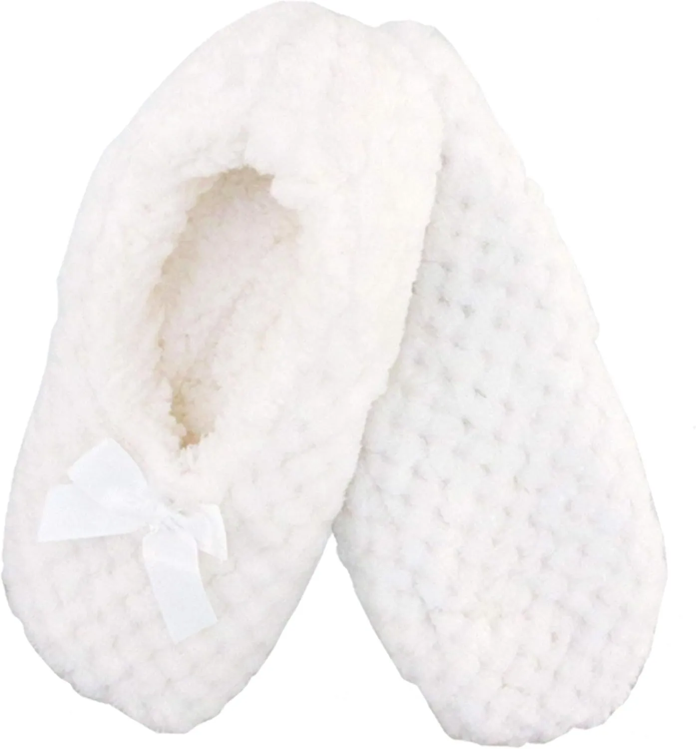 BambooMN Soft Touch Warm Cozy Fuzzy Non-Slip Lined Slip-On Slippers Socks for Adult Women, Indoor Travel House Slippers, 3 Pairs