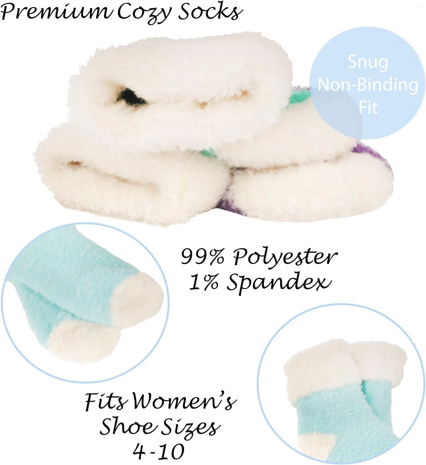 BambooMN Super Soft Warm Fuzzy Stripe/Polka Dot/Gradient/Snowflake Socks