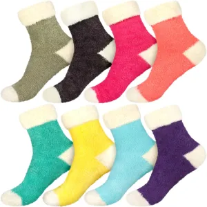 BambooMN Super Soft Warm Microfiber Fun Fuzzy Cozy Home Socks - 8 Pair Value Pack