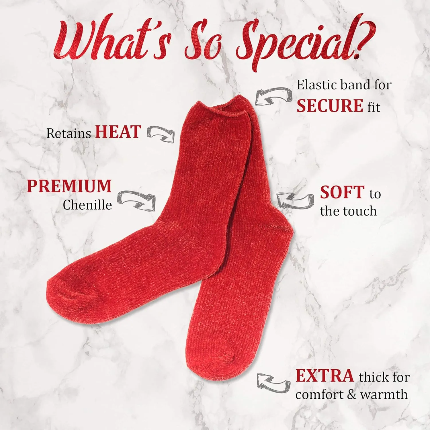 BambooMN Women's Soft Fuzzy Warm Cozy Winter Casual Vintage Knit Chenille Socks