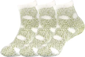 BambooMN Women's Soft Warm Fuzzy Fluffy Polka Dot Cuff Crew Home Socks
