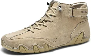 baobeijiadao Men's Beck Shoes Waterproof Non Slip High Top Chukka Boots Handmade Suede Caual Outdoor Sneakers