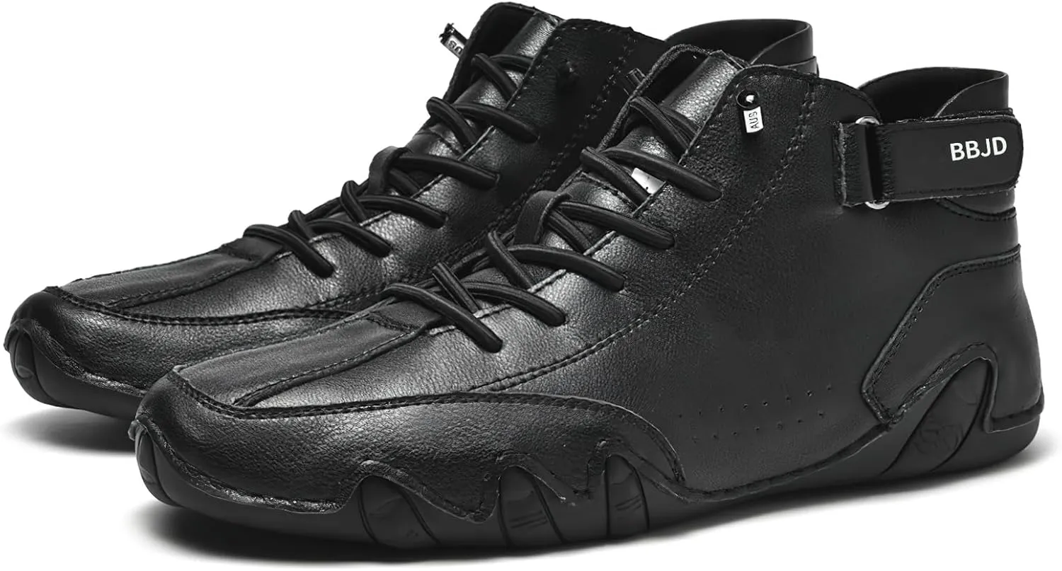 baobeijiadao Men's Beck Shoes Waterproof Non Slip High Top Chukka Boots Handmade Suede Caual Outdoor Sneakers