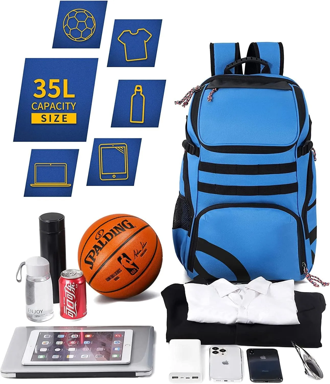 Basketball Backpack for Men Women Basketball Soccer Bag with Ball Compartment Shoes Bag Sports Gym Backpack