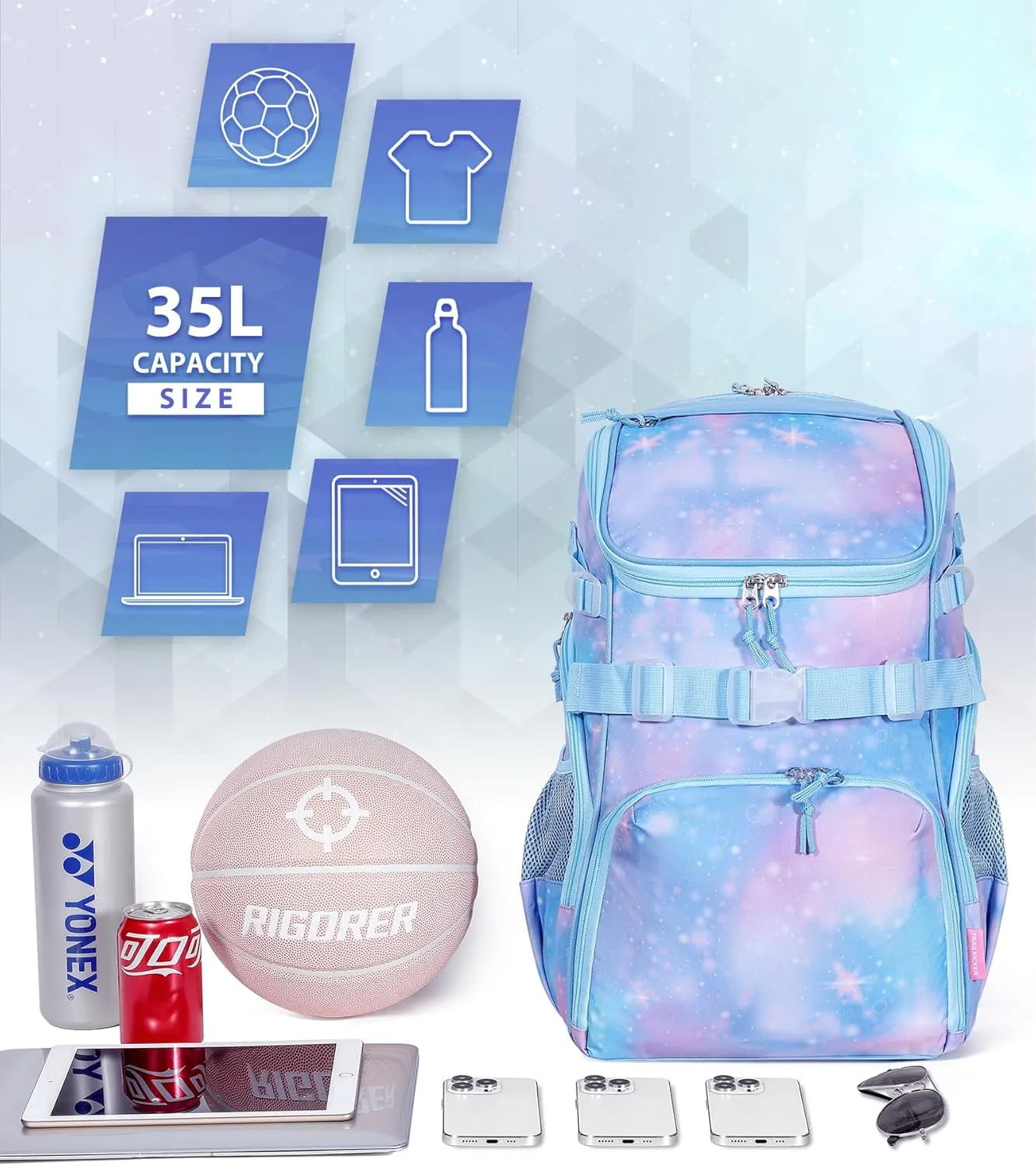 Basketball Backpack for Men Women Basketball Soccer Bag with Ball Compartment Shoes Bag Sports Gym Backpack
