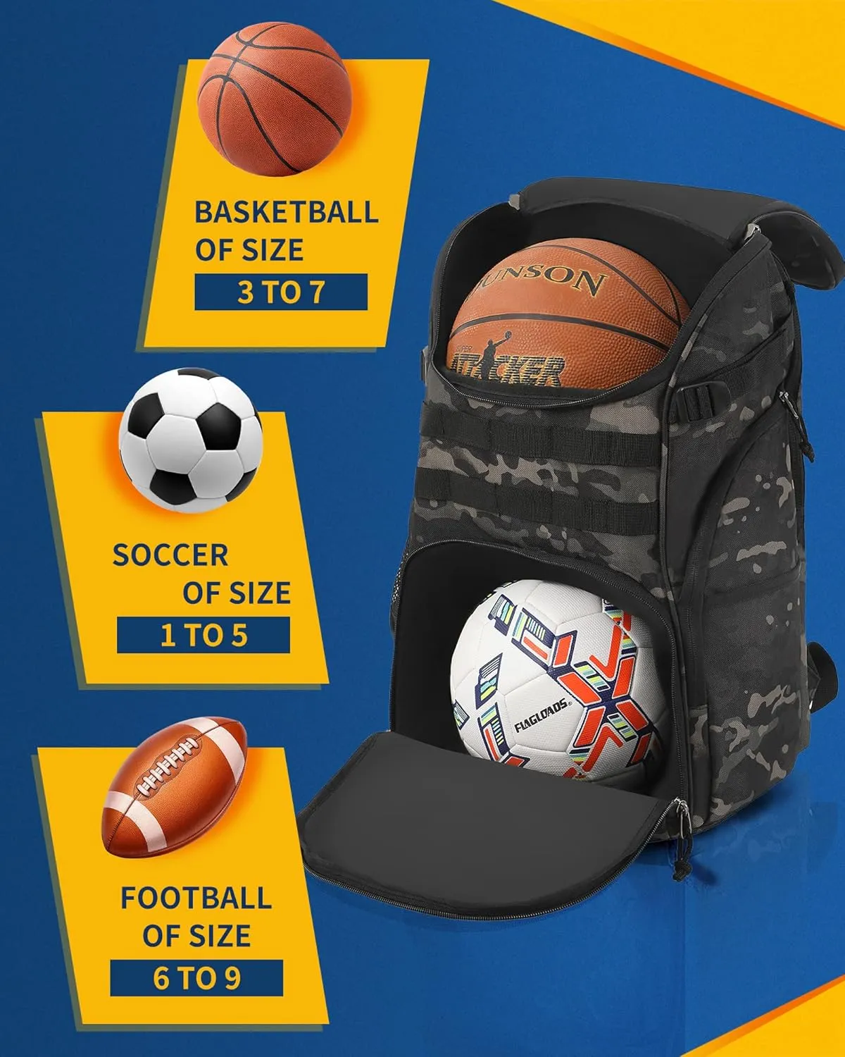 Basketball Backpack for Men Women Basketball Soccer Bag with Ball Compartment Shoes Bag Sports Gym Backpack