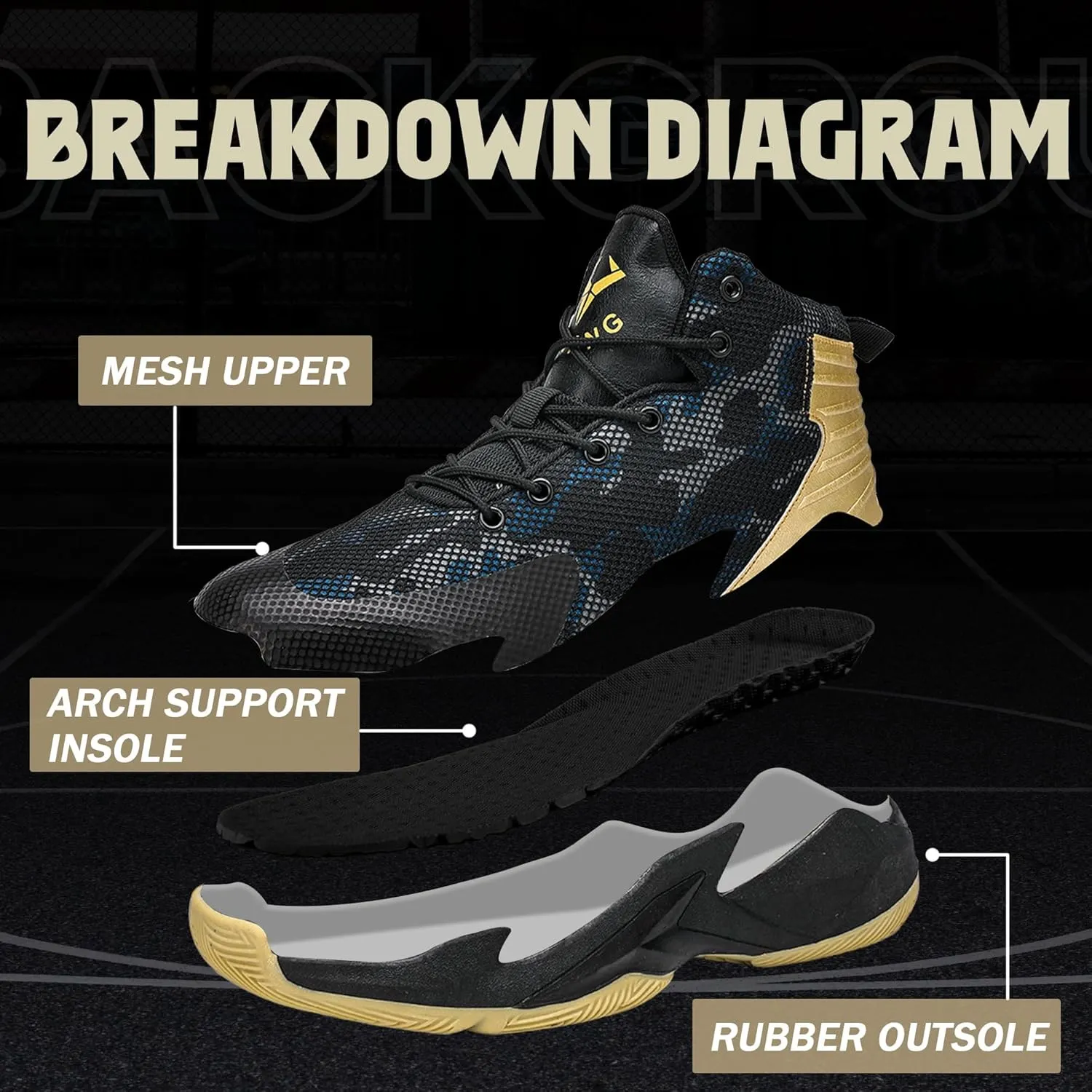 Basketball Shoes for Men Lightweight Durable for Outdoor Sports Training Matches