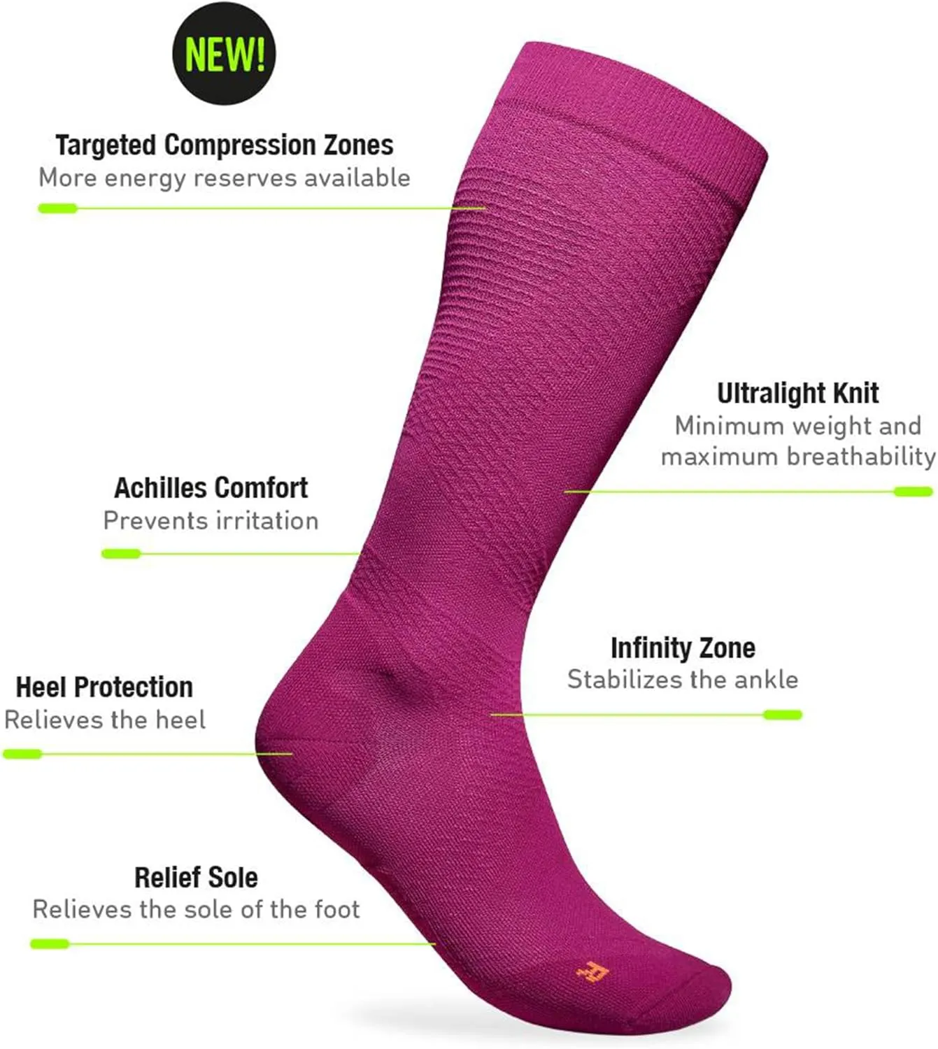 Bauerfeind Run Ultralight Knee High Socks - Targeted Compression Zones - Achilles Tendon Relief - Increased Ankle Stability