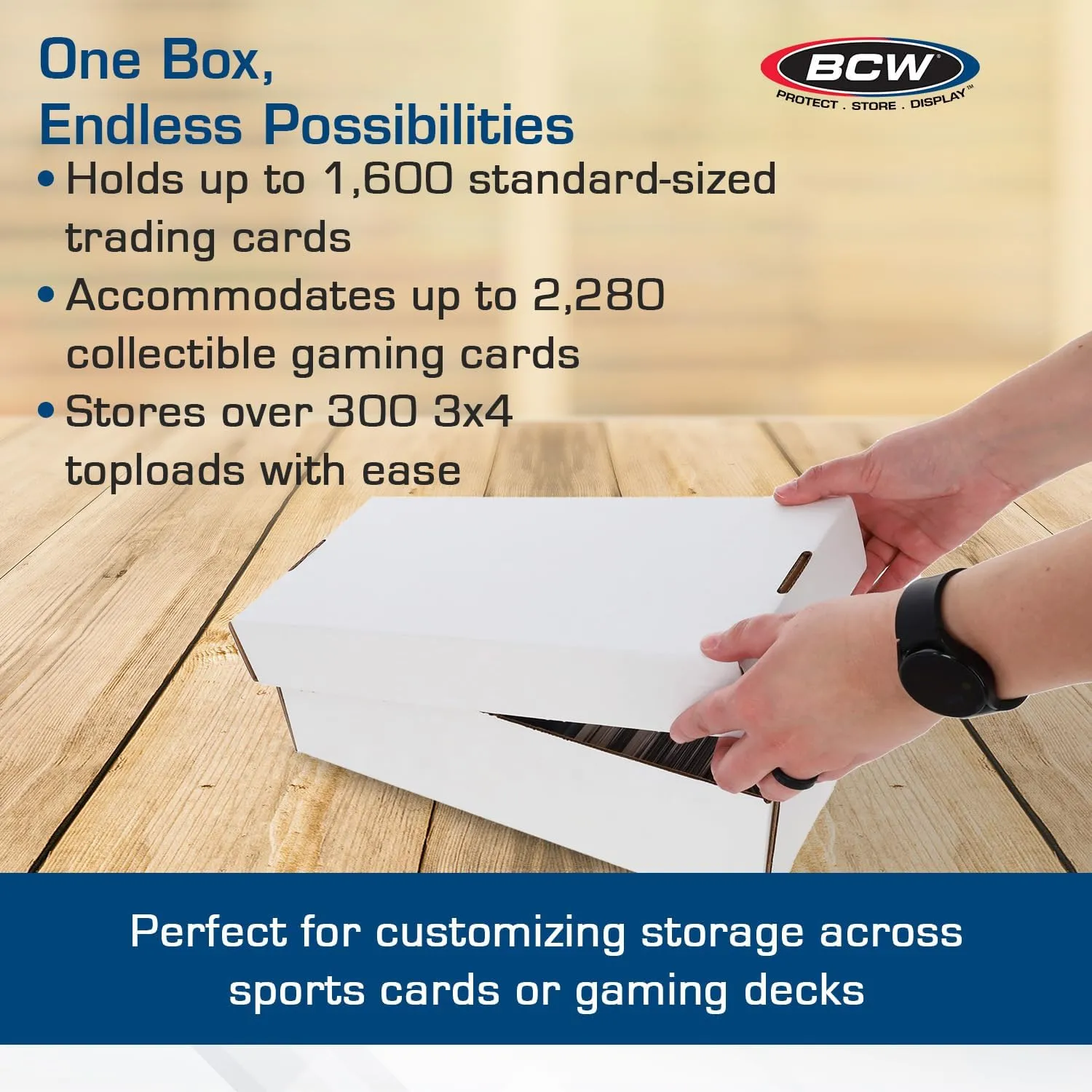 BCW Shoe Storage Card Box - 5 ct | Cardboard Box for Trading Cards, Gaming Cards, and Collectibles | Holds 1600 Standard Cards or 300 3x4 Toploaders | Gaming Card Organizer Box | Assembly Required