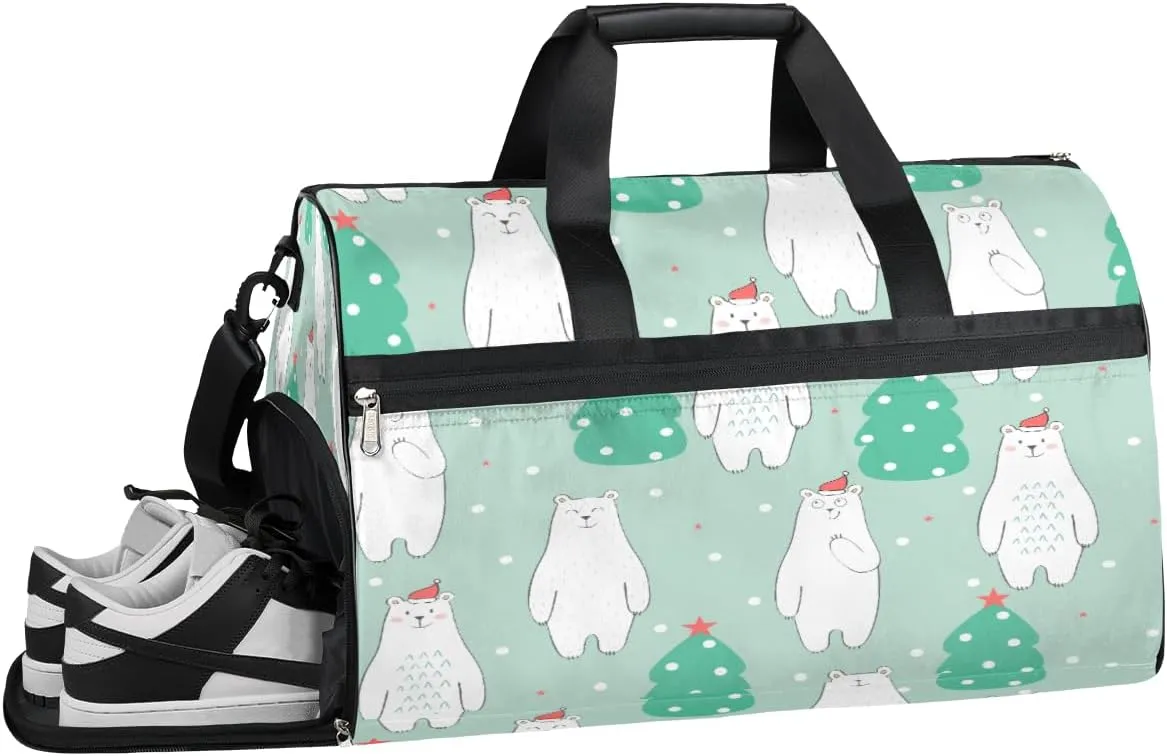 Bear Tree Cartoon Sports Gym Bag with Wet Pocket & Shoes Compartment Lightweight Gym Bag for Women with Shoe Compartment Waterproof Mens Gym Bag with Shoe Compartment
