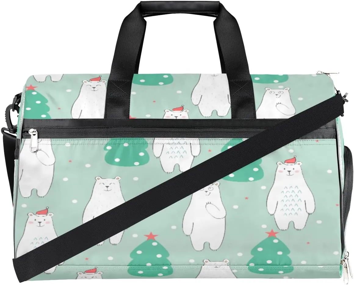 Bear Tree Cartoon Sports Gym Bag with Wet Pocket & Shoes Compartment Lightweight Gym Bag for Women with Shoe Compartment Waterproof Mens Gym Bag with Shoe Compartment