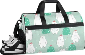 Bear Tree Cartoon Sports Gym Bag with Wet Pocket & Shoes Compartment Lightweight Gym Bag for Women with Shoe Compartment Waterproof Mens Gym Bag with Shoe Compartment