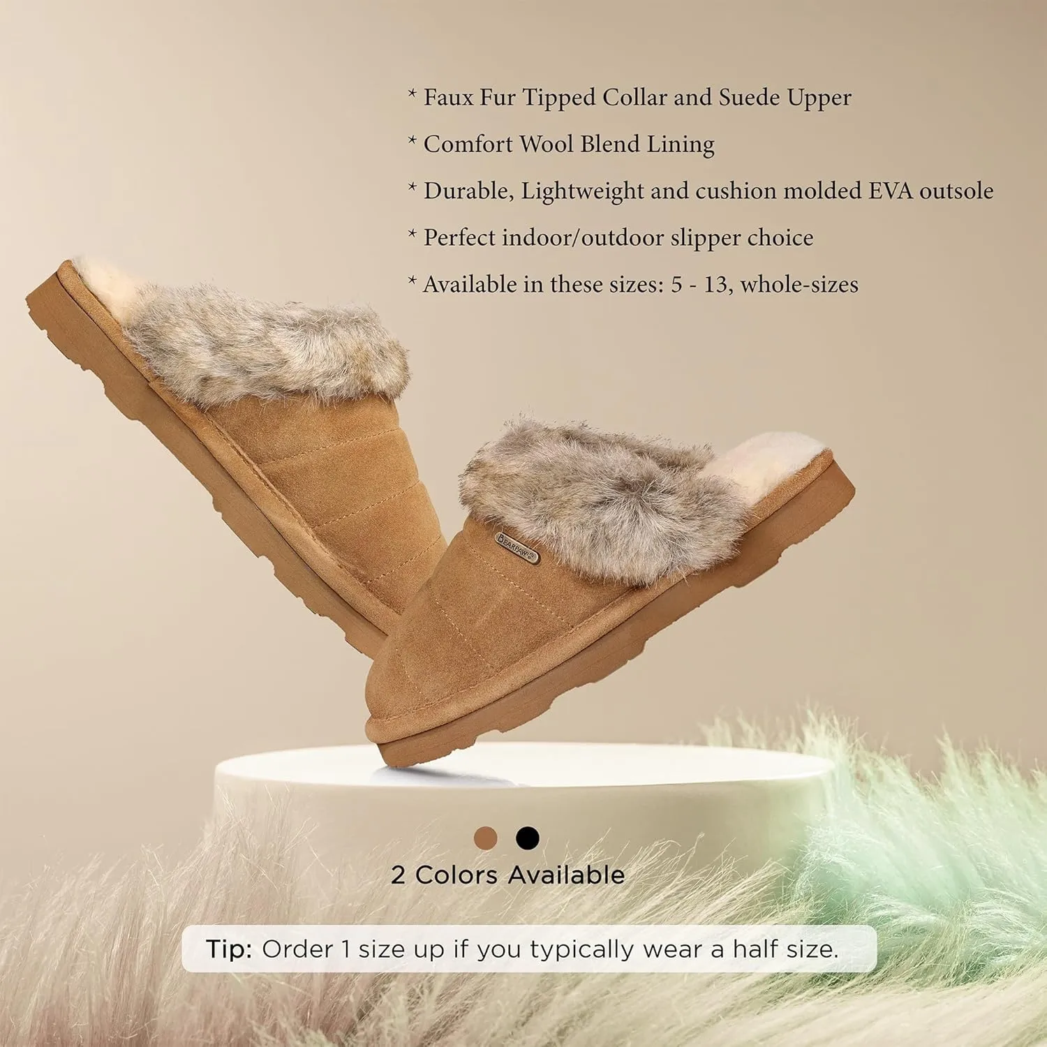 BEARPAW Women's Loki Style Quilted Slippers - 3053W Jordyn - Cozy Indoor/Outdoor House Shoe