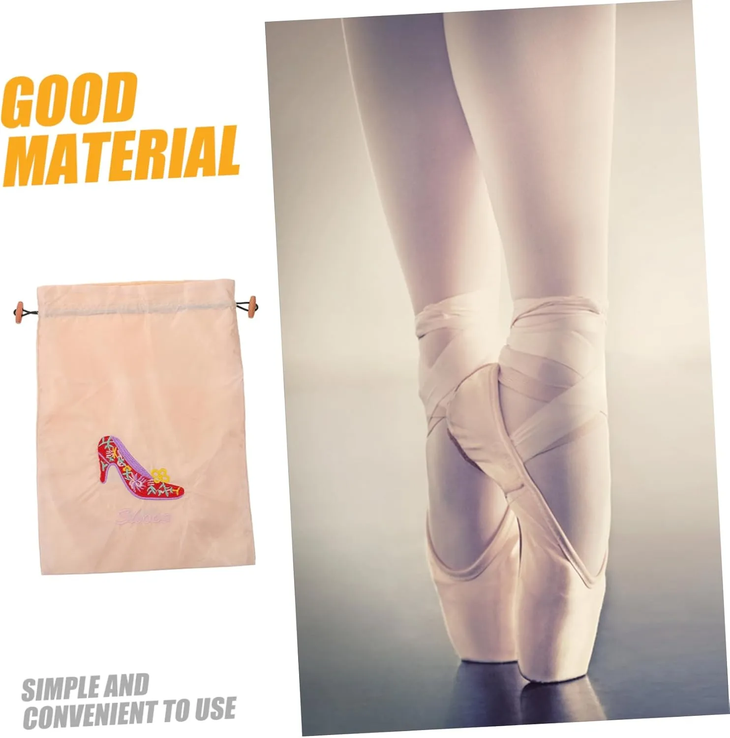 BESPORTBLE Pointe Shoe Bag Convenient Dance Shoe Bag Washable Ballet Shoe Bag Anti-Scratch Shoe Bag Drawstring