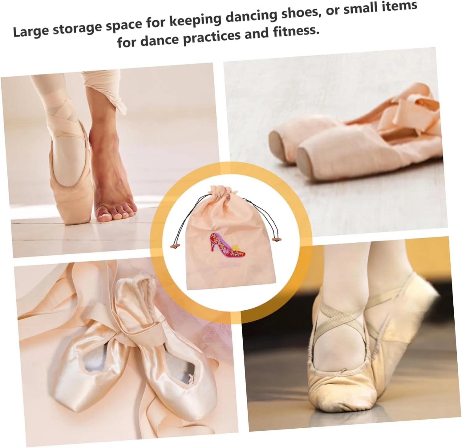 BESPORTBLE Pointe Shoe Bag Convenient Dance Shoe Bag Washable Ballet Shoe Bag Anti-Scratch Shoe Bag Drawstring