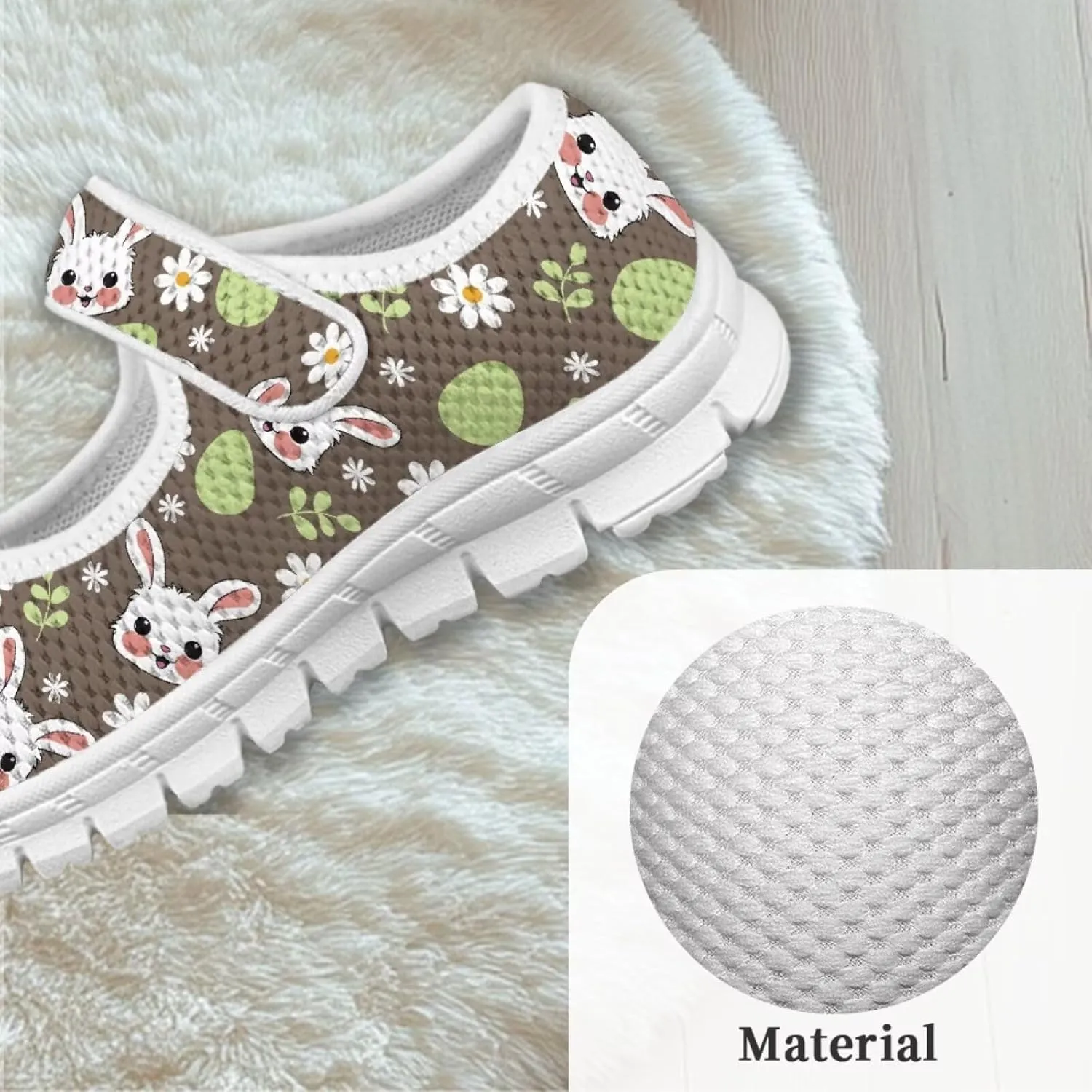 Binienty Fashion Mary Jane Sneakers for Girls Anti-Slip Holiday Christmas Easter Mesh Flat Sneaker School Shoes