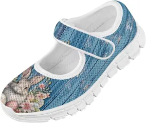 Binienty Fashion Mary Jane Sneakers for Girls Anti-Slip Holiday Christmas Easter Mesh Flat Sneaker School Shoes