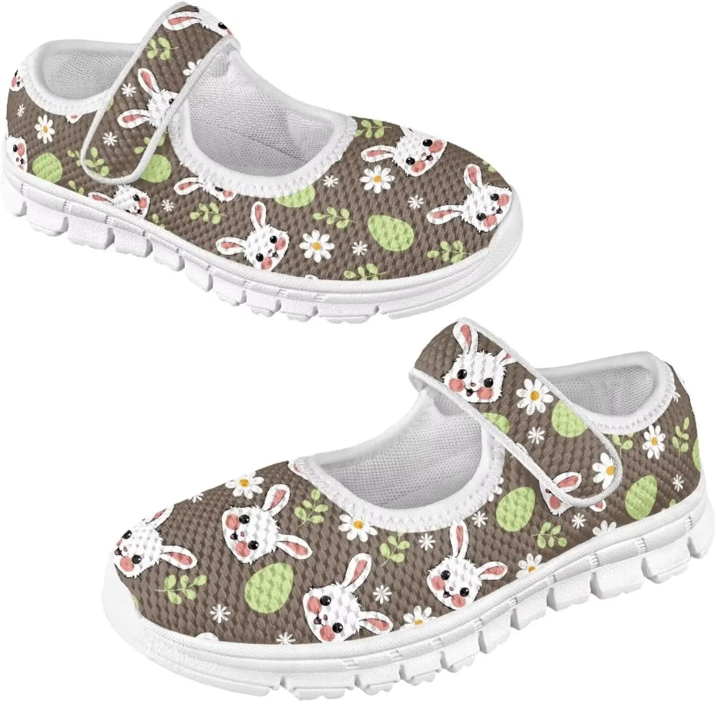 Binienty Fashion Mary Jane Sneakers for Girls Anti-Slip Holiday Christmas Easter Mesh Flat Sneaker School Shoes