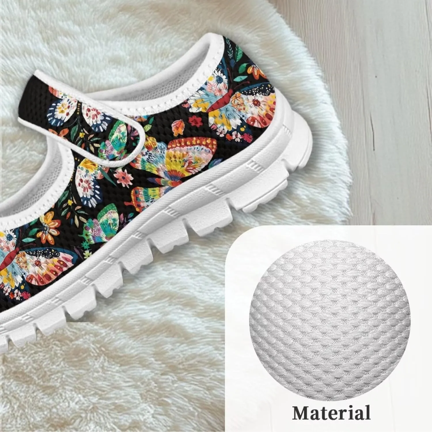 Binienty Girls Mary Jane Sneaker Casual Mesh Flat Shoes Memory Foam Slip on School Dress Shoes