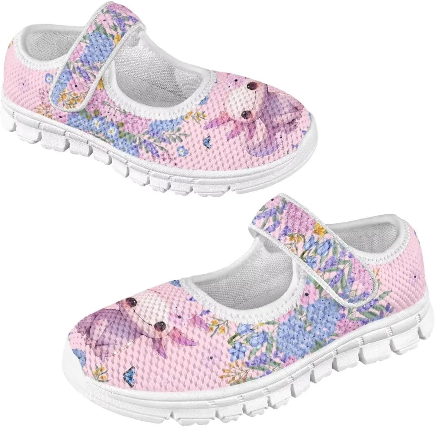 Binienty Girls School Uniform Shoes Mesh Mary Jane Dress Flats Slip on Casual Sneakers