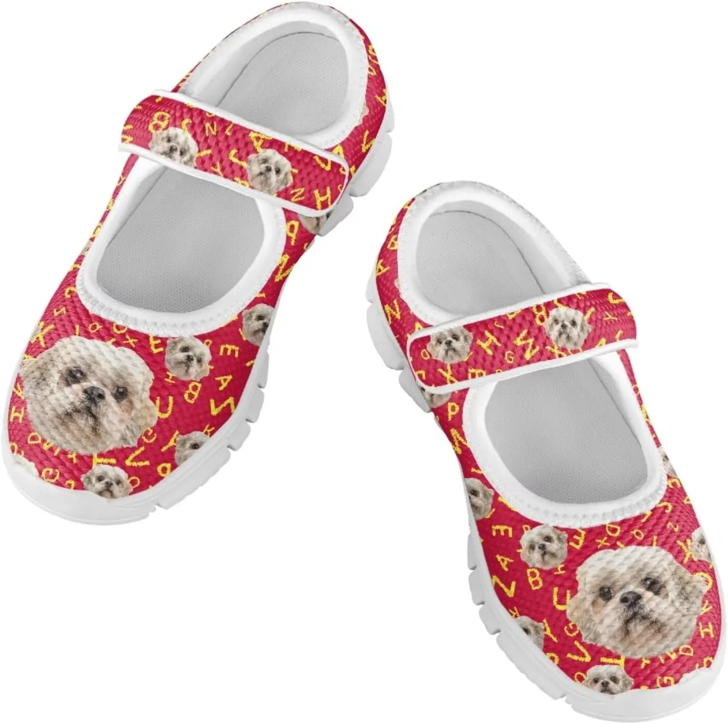Binienty Kids Girls Mesh Mary Jane Sneakers Athletic Running Tennis Sport Shoes