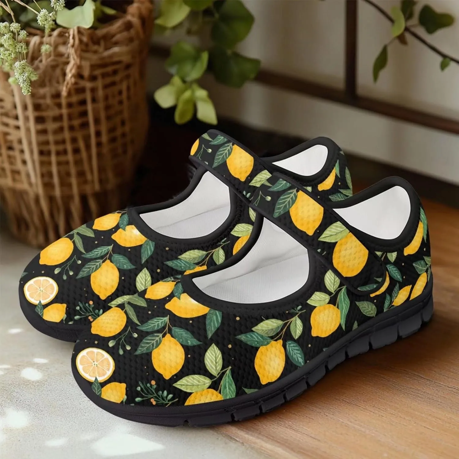 Binienty Women's Flats Mesh Mary Jane Shoes Round Toe Buckle Strap Tennis Walking Shoes Beach Travel Footwear