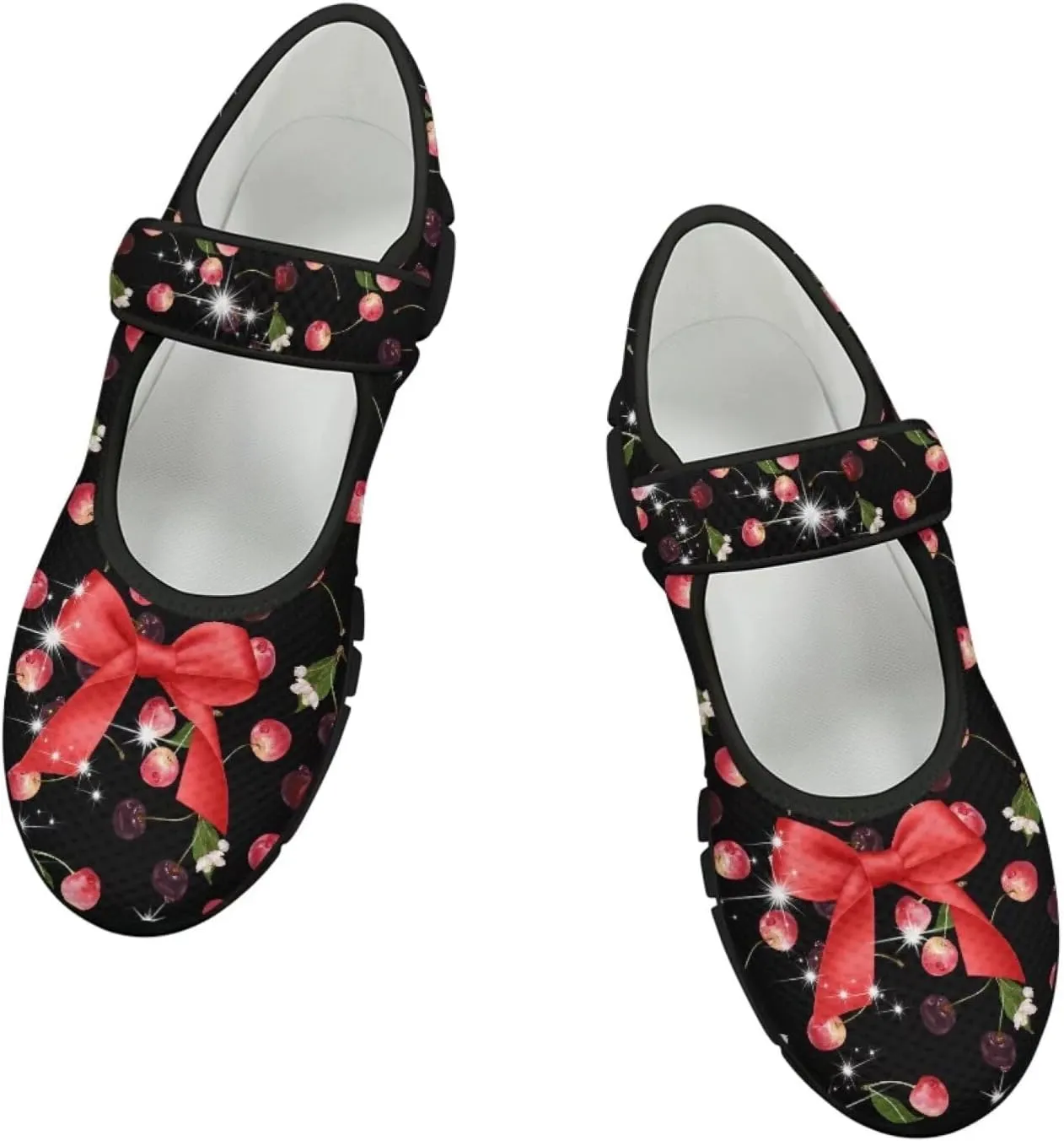 Binienty Women's Flats Mesh Mary Jane Shoes Round Toe Buckle Strap Tennis Walking Shoes Beach Travel Footwear