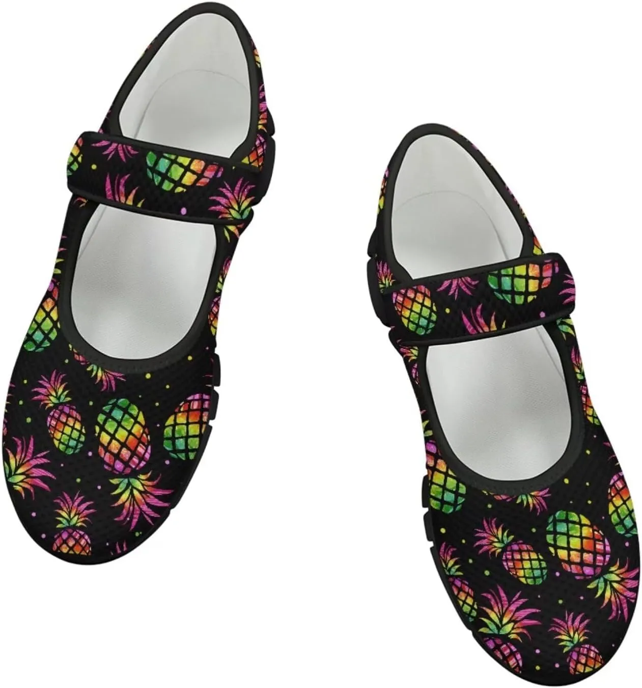 Binienty Women's Flats Mesh Mary Jane Shoes Round Toe Buckle Strap Tennis Walking Shoes Beach Travel Footwear
