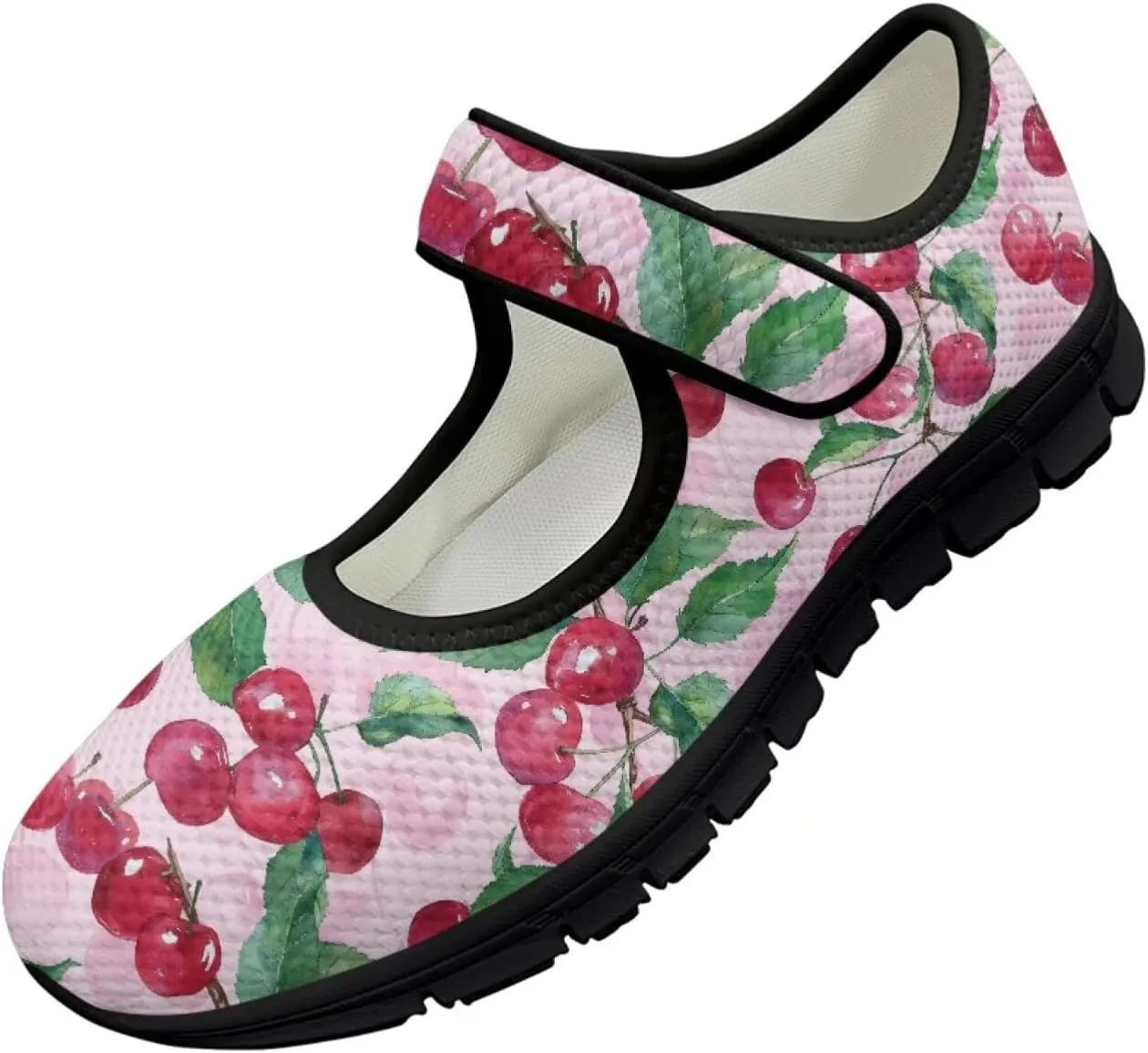 Binienty Women's Flats Mesh Mary Jane Shoes Round Toe Buckle Strap Tennis Walking Shoes Beach Travel Footwear