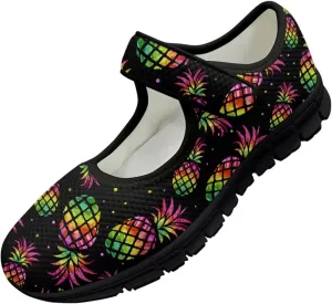Binienty Women's Flats Mesh Mary Jane Shoes Round Toe Buckle Strap Tennis Walking Shoes Beach Travel Footwear