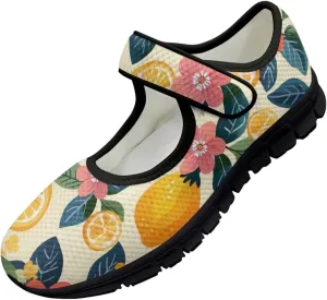 Binienty Women's Flats Mesh Mary Jane Shoes Round Toe Buckle Strap Tennis Walking Shoes Beach Travel Footwear