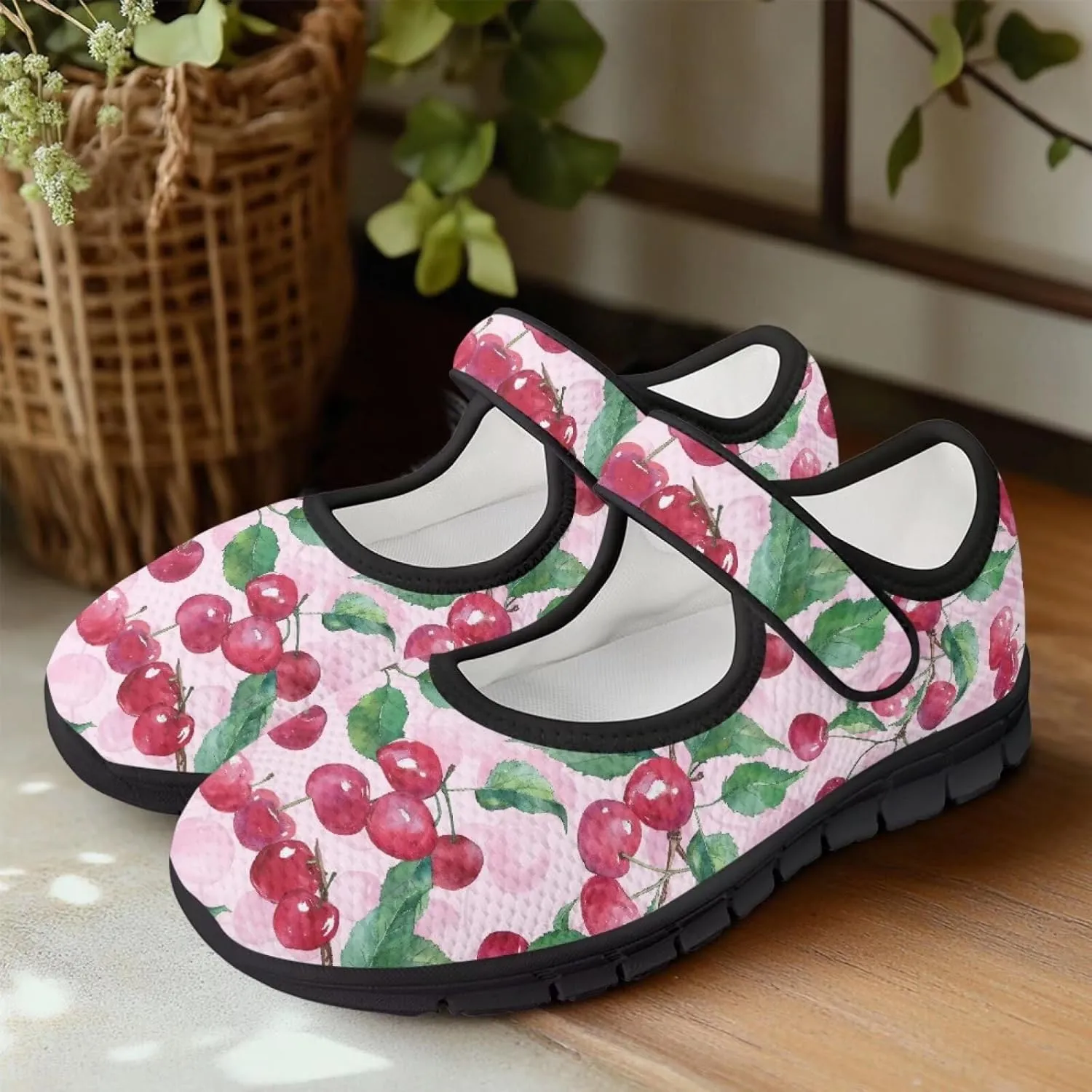 Binienty Women's Flats Mesh Mary Jane Shoes Round Toe Buckle Strap Tennis Walking Shoes Beach Travel Footwear