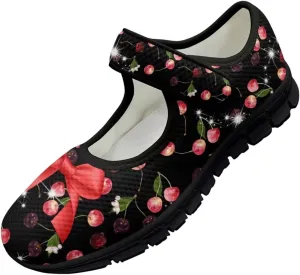 Binienty Women's Flats Mesh Mary Jane Shoes Round Toe Buckle Strap Tennis Walking Shoes Beach Travel Footwear