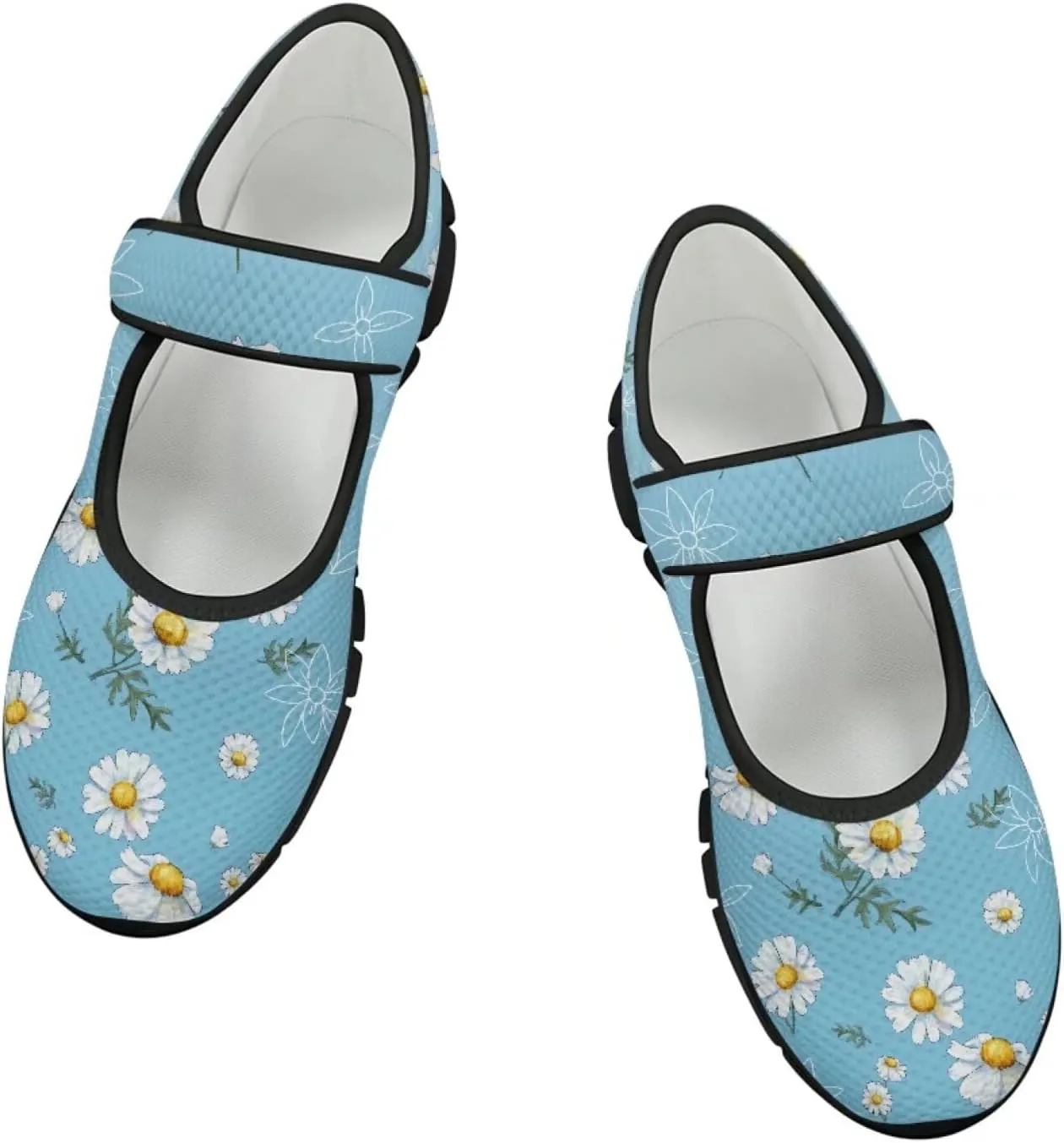 Binienty Womens Mary Jane Flats Cozy Soft Mesh Walking Sneaker Shoes with Ankle Strap Non Slip