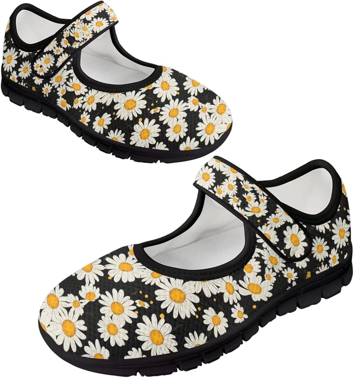 Binienty Womens Mary Jane Flats Cozy Soft Mesh Walking Sneaker Shoes with Ankle Strap Non Slip