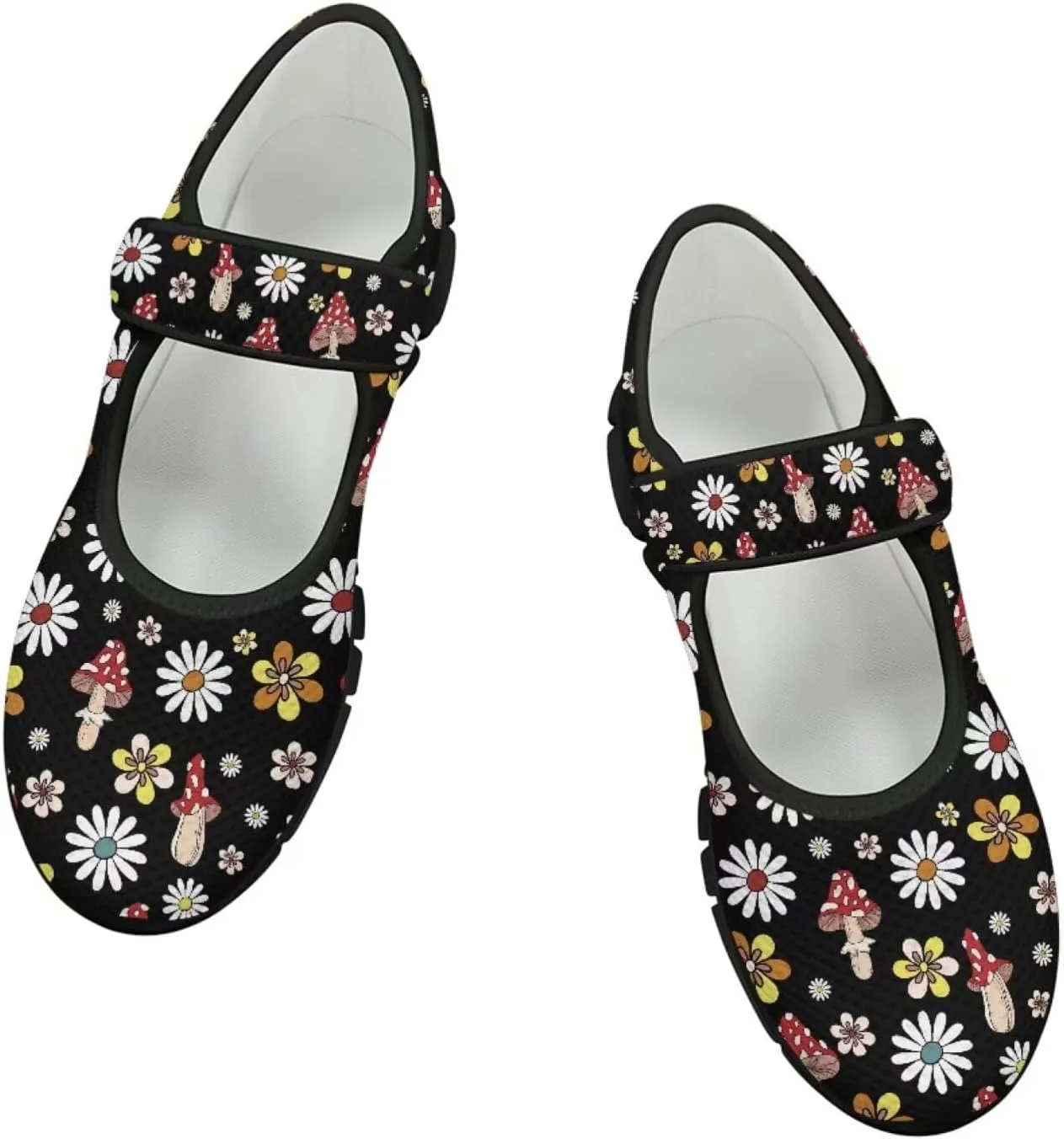 Binienty Womens Mary Jane Flats Cozy Soft Mesh Walking Sneaker Shoes with Ankle Strap Non Slip