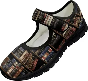 Binienty Womens Mary Jane Shoes Slip On Loafers with Adjust Hook and Loop Breathable Mesh Walking Sneakers