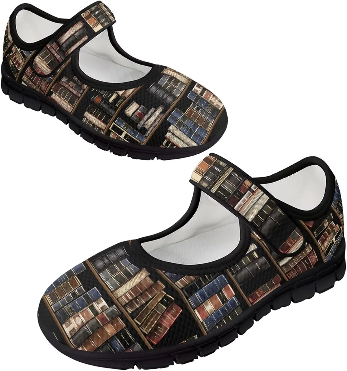 Binienty Womens Mary Jane Shoes Slip On Loafers with Adjust Hook and Loop Breathable Mesh Walking Sneakers