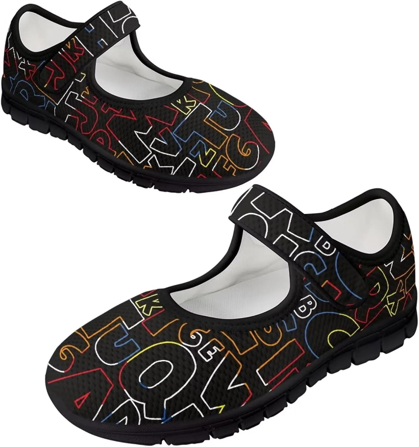 Binienty Womens Mary Jane Shoes Slip On Loafers with Adjust Hook and Loop Breathable Mesh Walking Sneakers