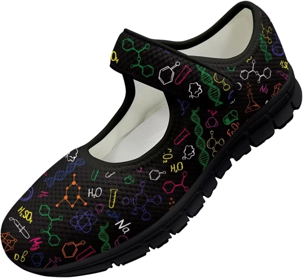 Binienty Womens Mary Jane Shoes Slip On Loafers with Adjust Hook and Loop Breathable Mesh Walking Sneakers