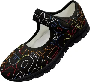 Binienty Womens Mary Jane Shoes Slip On Loafers with Adjust Hook and Loop Breathable Mesh Walking Sneakers