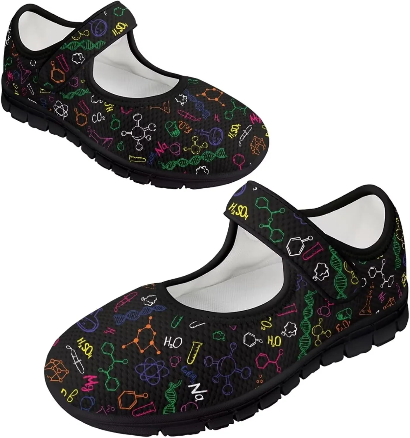 Binienty Womens Mary Jane Shoes Slip On Loafers with Adjust Hook and Loop Breathable Mesh Walking Sneakers